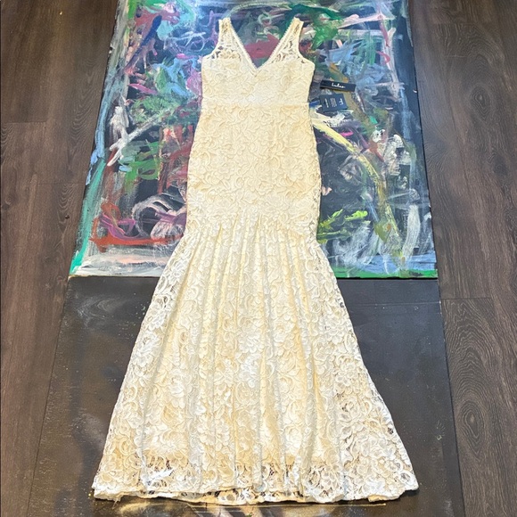 Elegant slightly off white Lace Wedding Dress - Picture 6 of 7